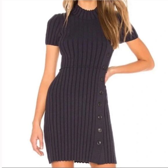 Free People Dresses & Skirts - Free People Lottie Ribbed Knit Mini Dress in Navy